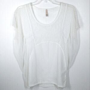 Free People Lace Sheer Top White size Small